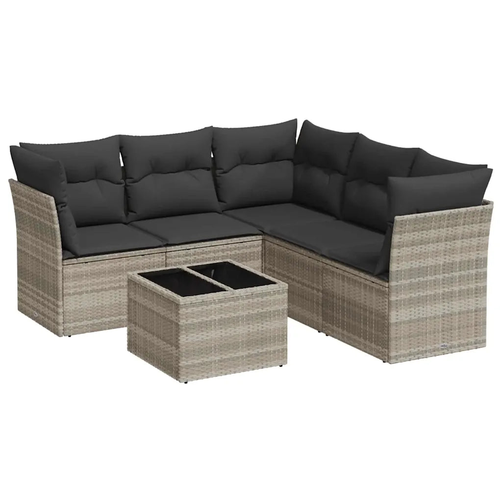 Set Divano da Giardino 6pz con Cuscini Grigio Chiaro Polyrattan 3217632