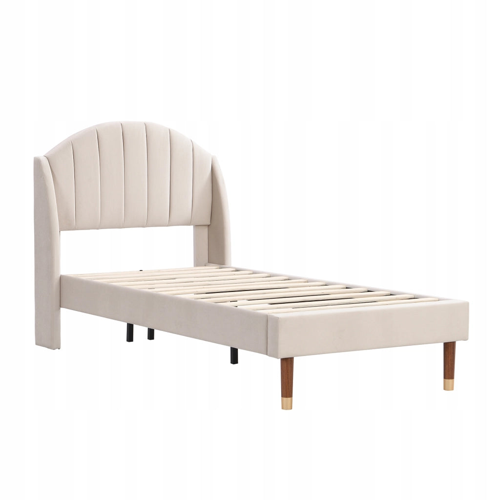 Letto imbottito 90x200 - Xylo - Beige, velluto