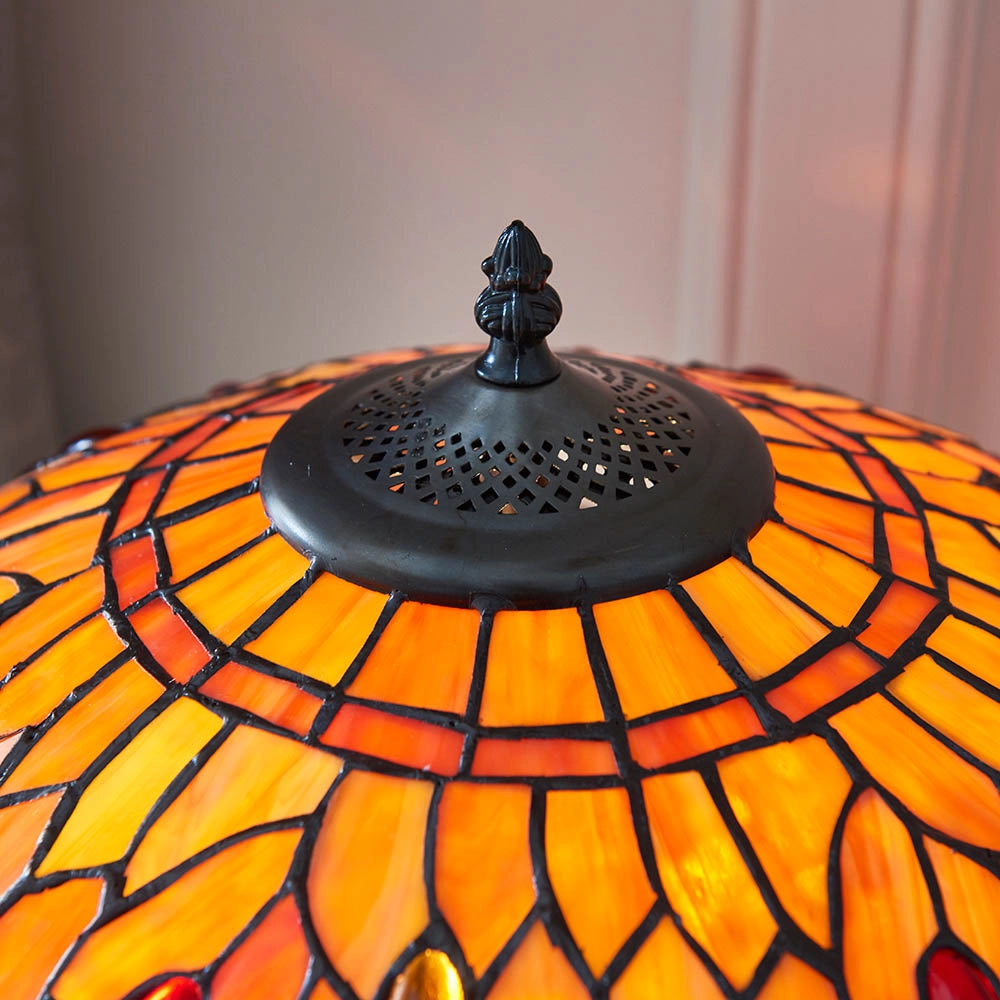 Lampada da tavolo Tiffany Dragonfly Flame 2xE27 rossa