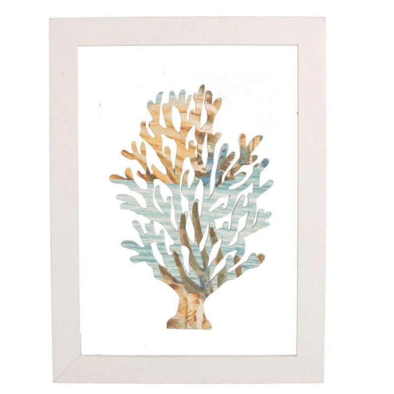 Quadro legno mare vetro corallo cm 30x40x1,5