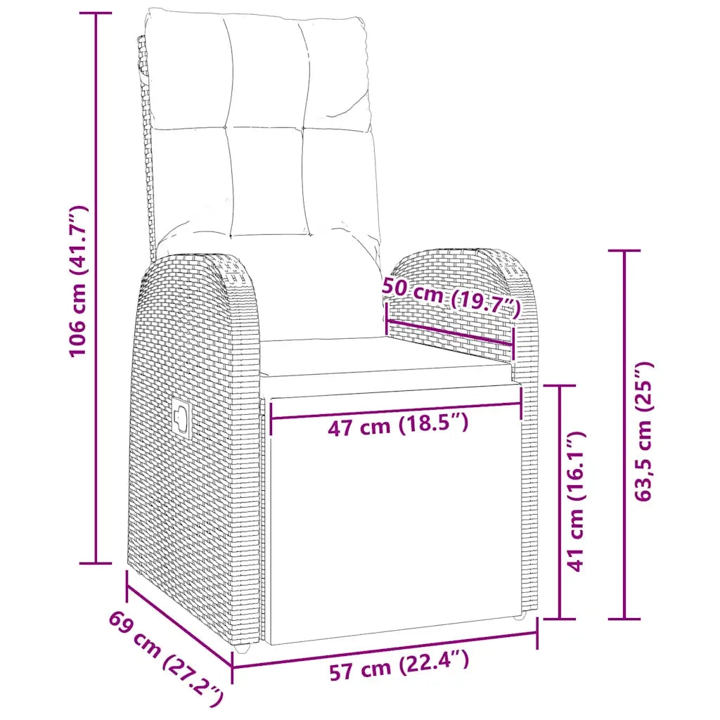 Set da Pranzo per Giardino con cuscino 9 pcs Nero polyrattan 3379519