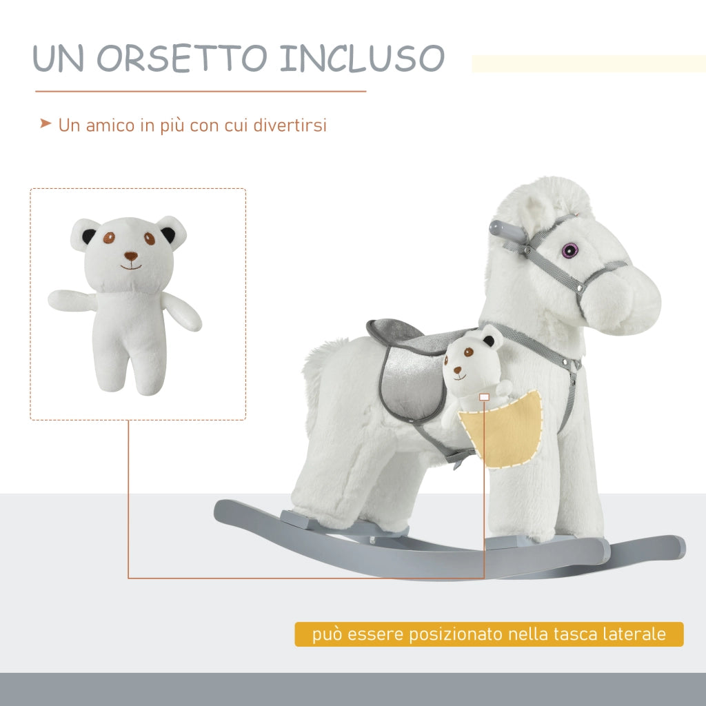 Cavallo a Dondolo per Bambini con Orsetto e Suoni ¨C Minimal ¨C 18-36 Mesi