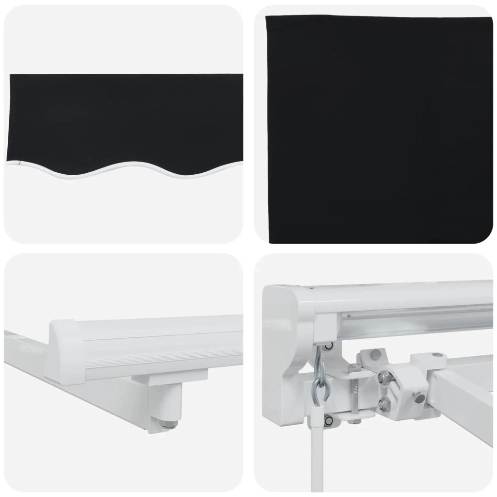 Cornice per Tenda Manuale con LED Nero e Bianco 3,5 x 2,5 m 3420603