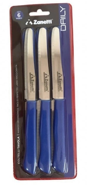 Set 6 Coltelli da Tavola Lama Seghettata Daily Blu Zanetti