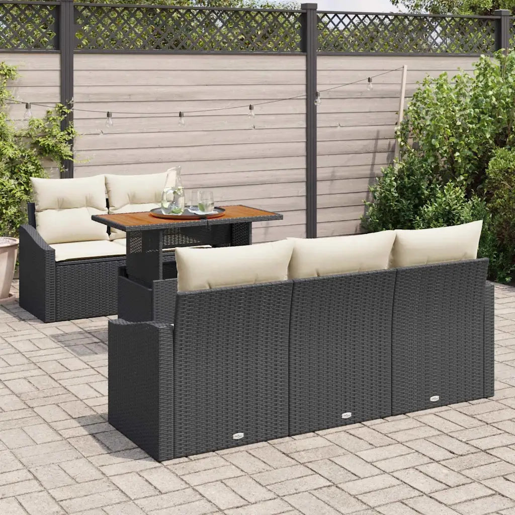 Set Divano da Giardino con archiviazione 6 pcs Nero Poly Rattan 3358511