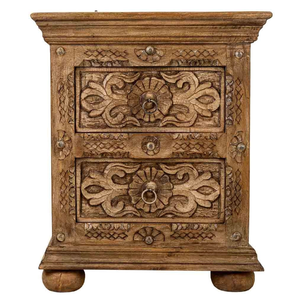 Comodino in legno artigianale marrone 50x40x60.