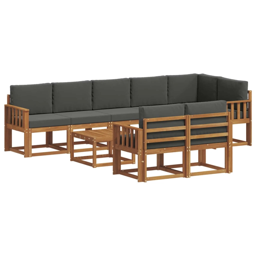Set di divani da esterno con cuscino 9 pcs Naturale e Antracite 3366600