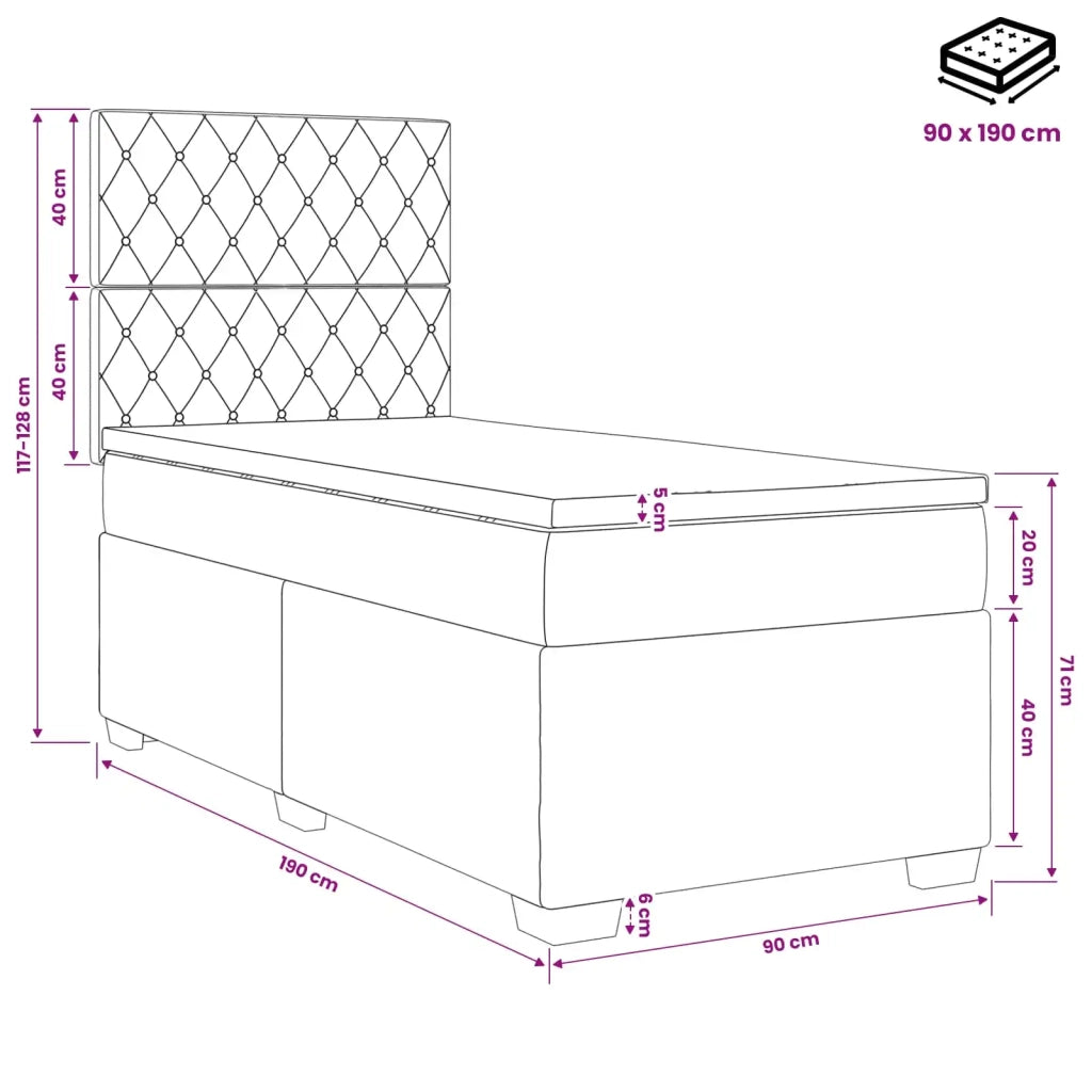 Letto box spring con materasso Rosa 90 x 190 cm Velluto 3453547