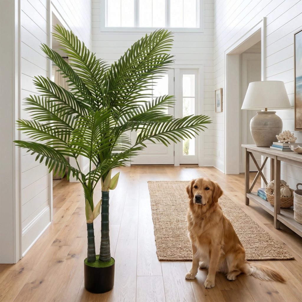 Palma Artificiale 150cm con 16 Foglie ¨C Minimal ¨C Verde in Vaso per Giardino Balcone