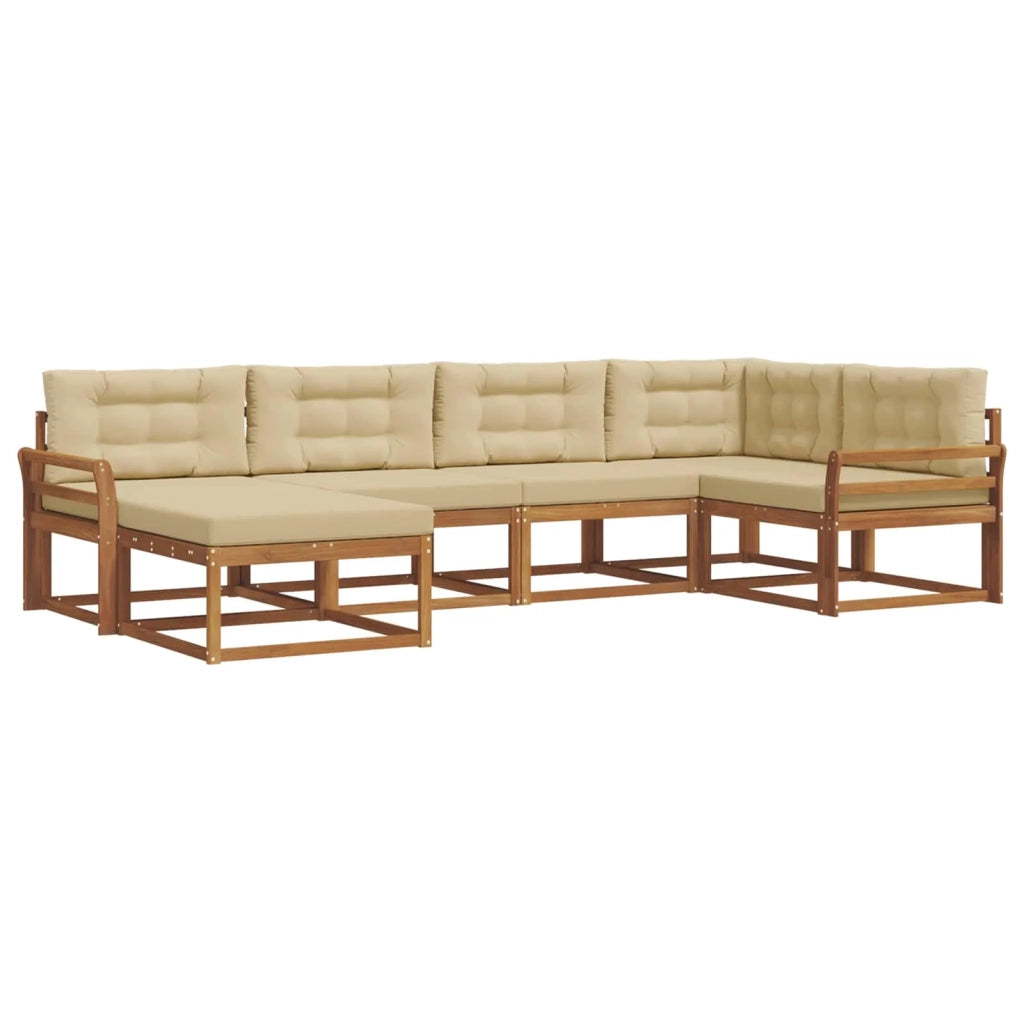 Set di divani da esterno con cuscino 6 pcs Naturale e Beige 3367826