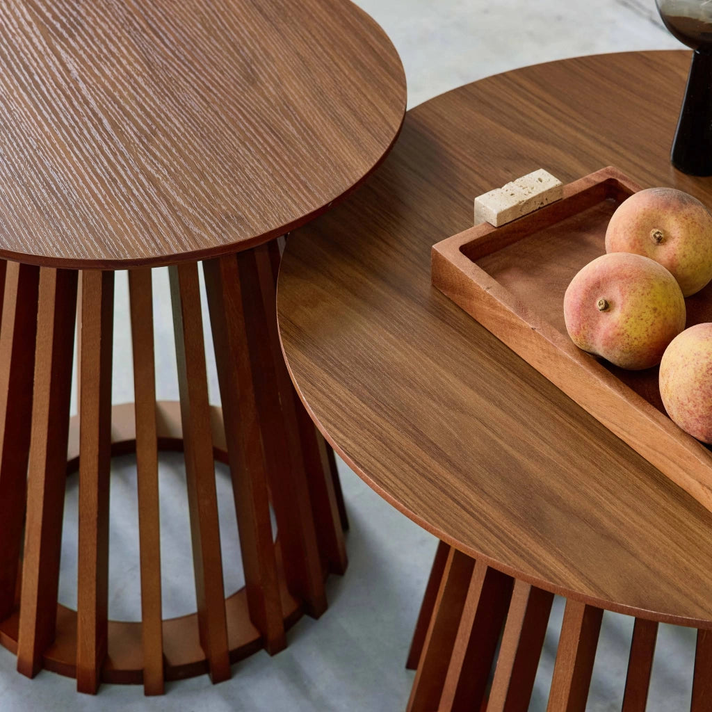 Set di 2 tavolini rotondi in noce ø40cm e ø60cm i sweeek