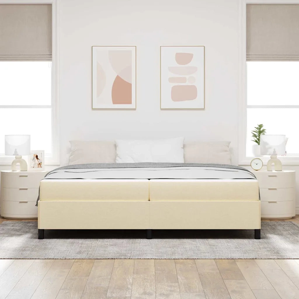 Letto a molle con materasso Crema 200 x 200 cm Tessuto