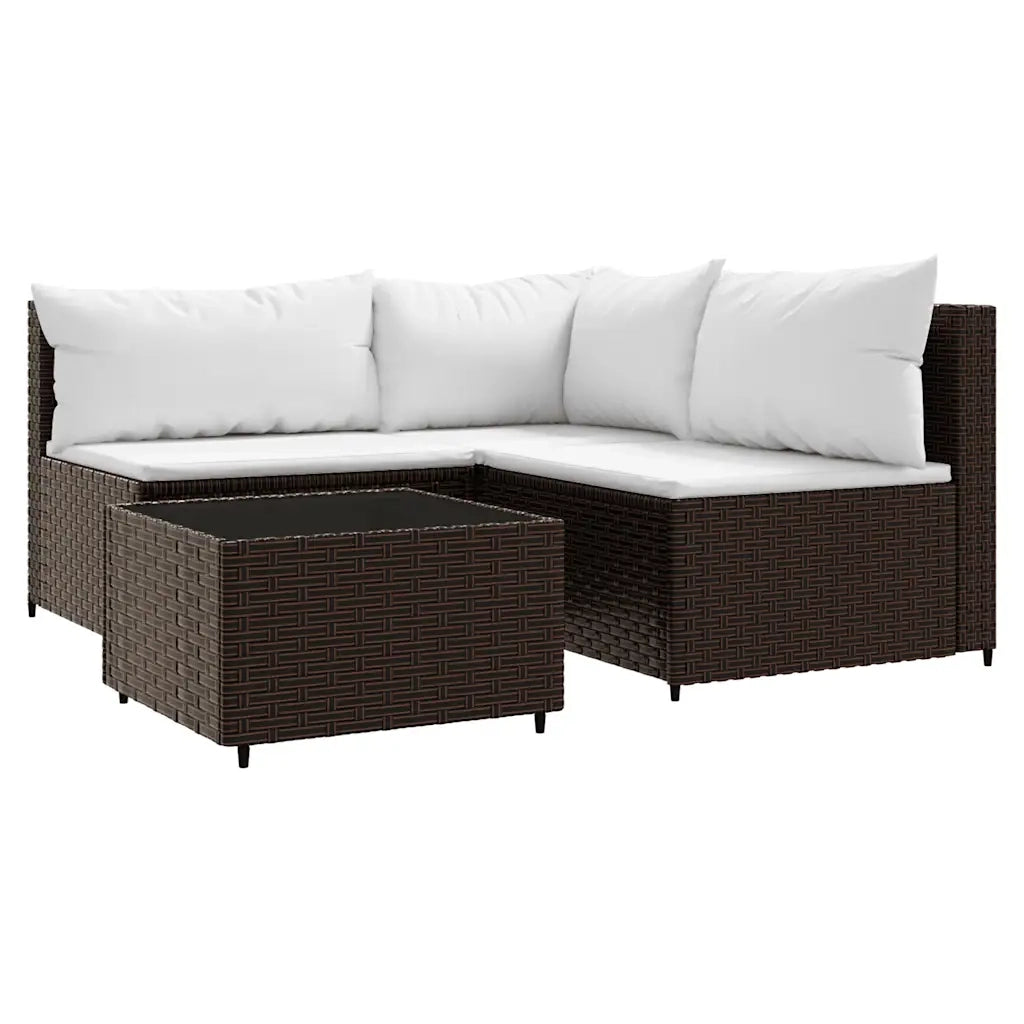 Set Mobili da Giardino 4 pz con Cuscini in Polyrattan Marrone CFW3588352