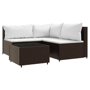 Set Mobili da Giardino 4 pz con Cuscini in Polyrattan Marrone CFW3588352