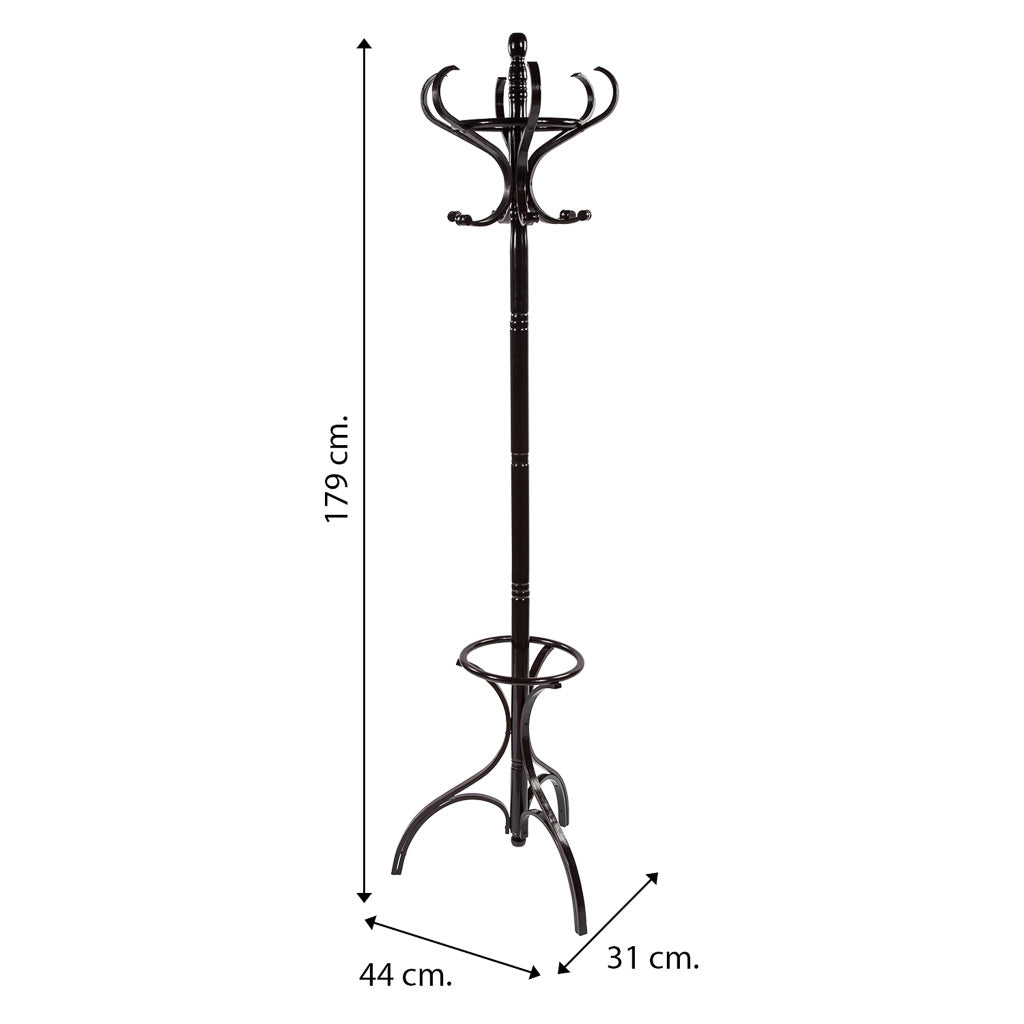 Perchero de pie de madera negro nogal 31x44x179hcm