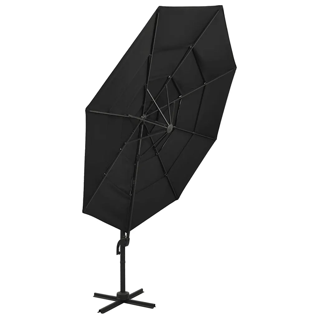 Ombrello | Parasolne a Sbalzo a 4 Livelli Palo in Alluminio 3x3 m Nero