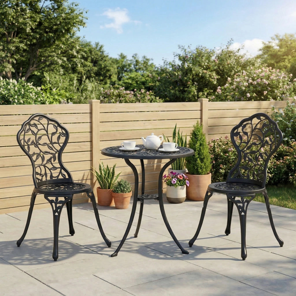 Set tavolino da caff¨¨ con 2 sedie per balcone ¨C Minimal ¨C nero
