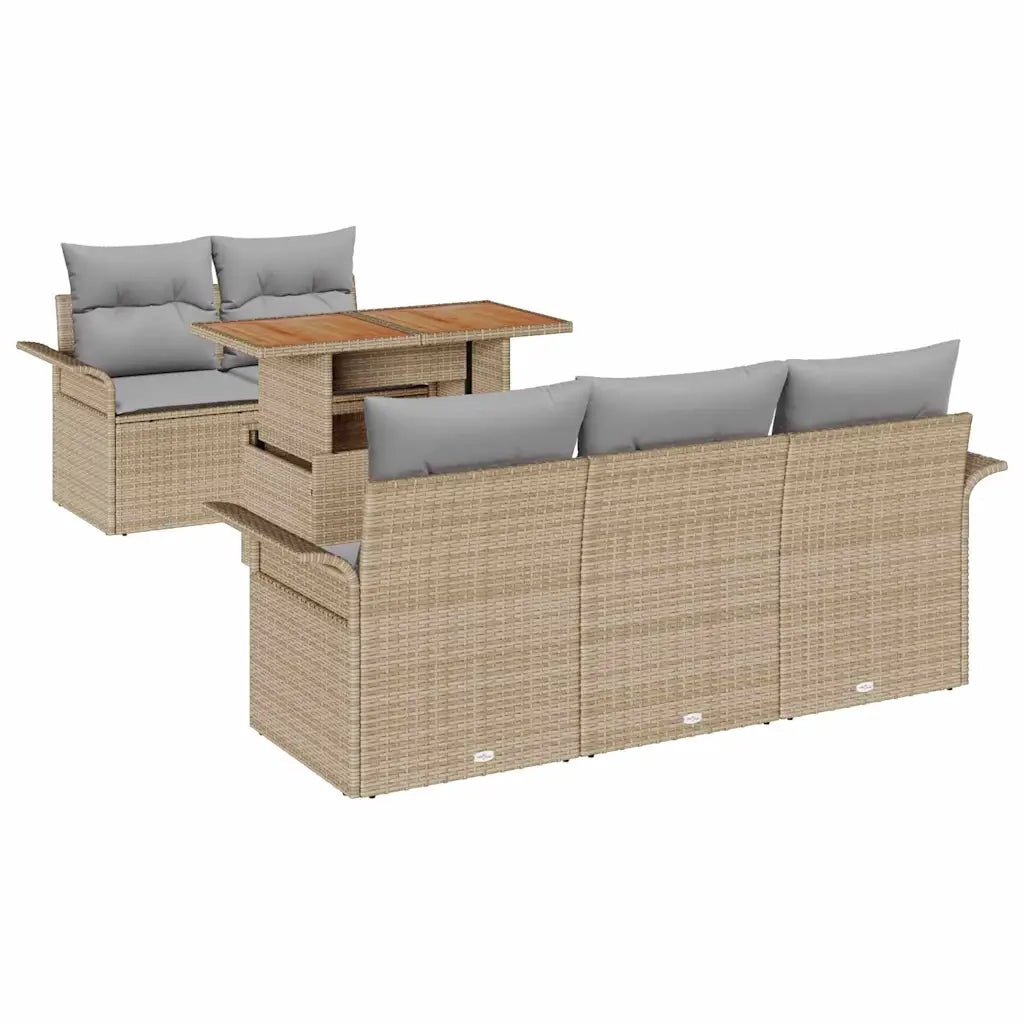 Set Divano da Giardino 6 pcs Beige e Grigio Chiaro polyrattan 3349272