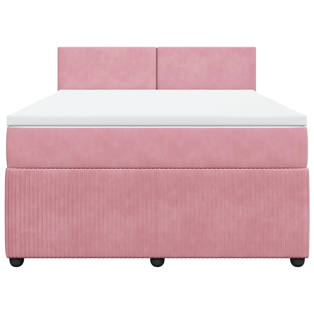 Giroletto a Molle con Materasso Rosa 140x200 cm in Velluto 3290057