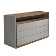 Cassettiera 148x50x85 cm in legno grigio e noce