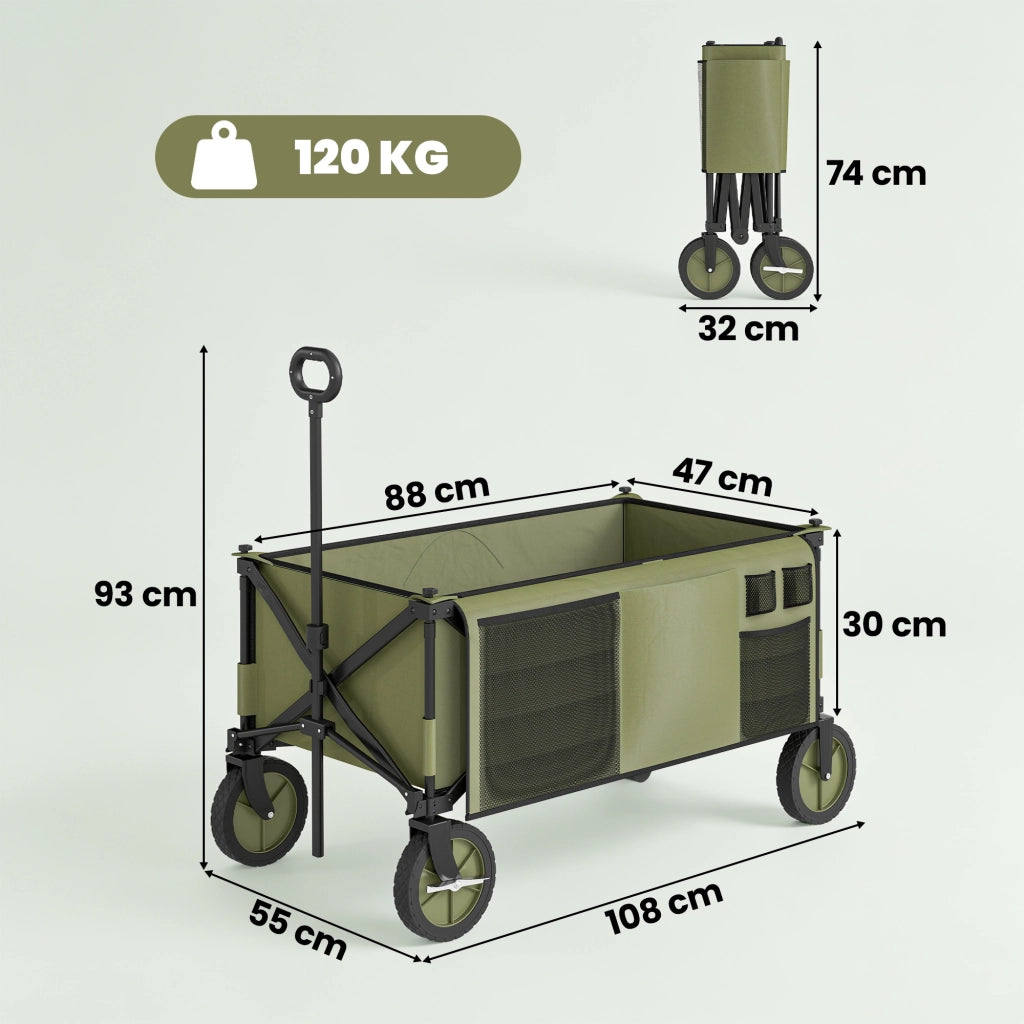 Carrello da giardino pieghevole 4 ruote ¨C zephmum ¨C bache amovibile