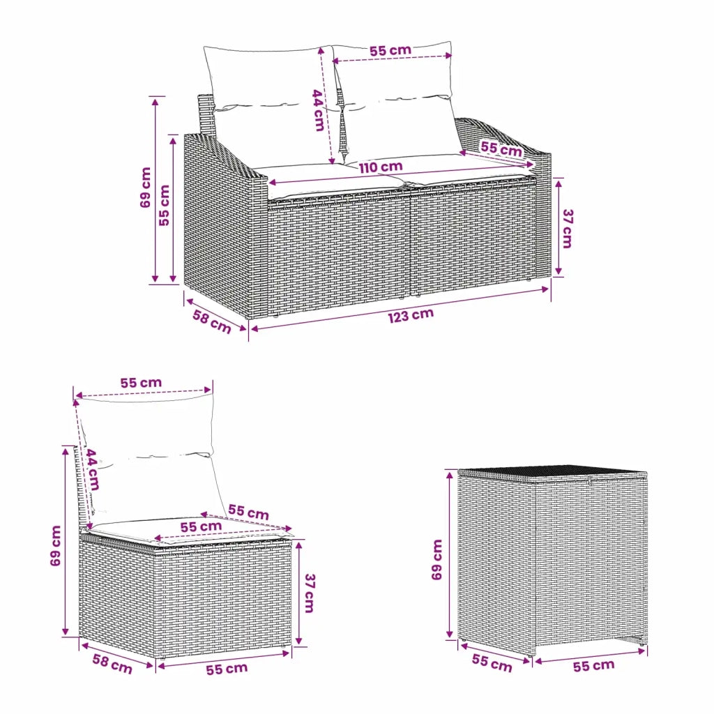 Set di divani 5 pz Marrone e Bianco Crema 3447814