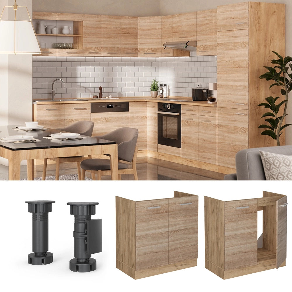 Mobile lavello cucina R-Line Sonoma/Rovere dorato 80 cm, PL Antracite Vicco