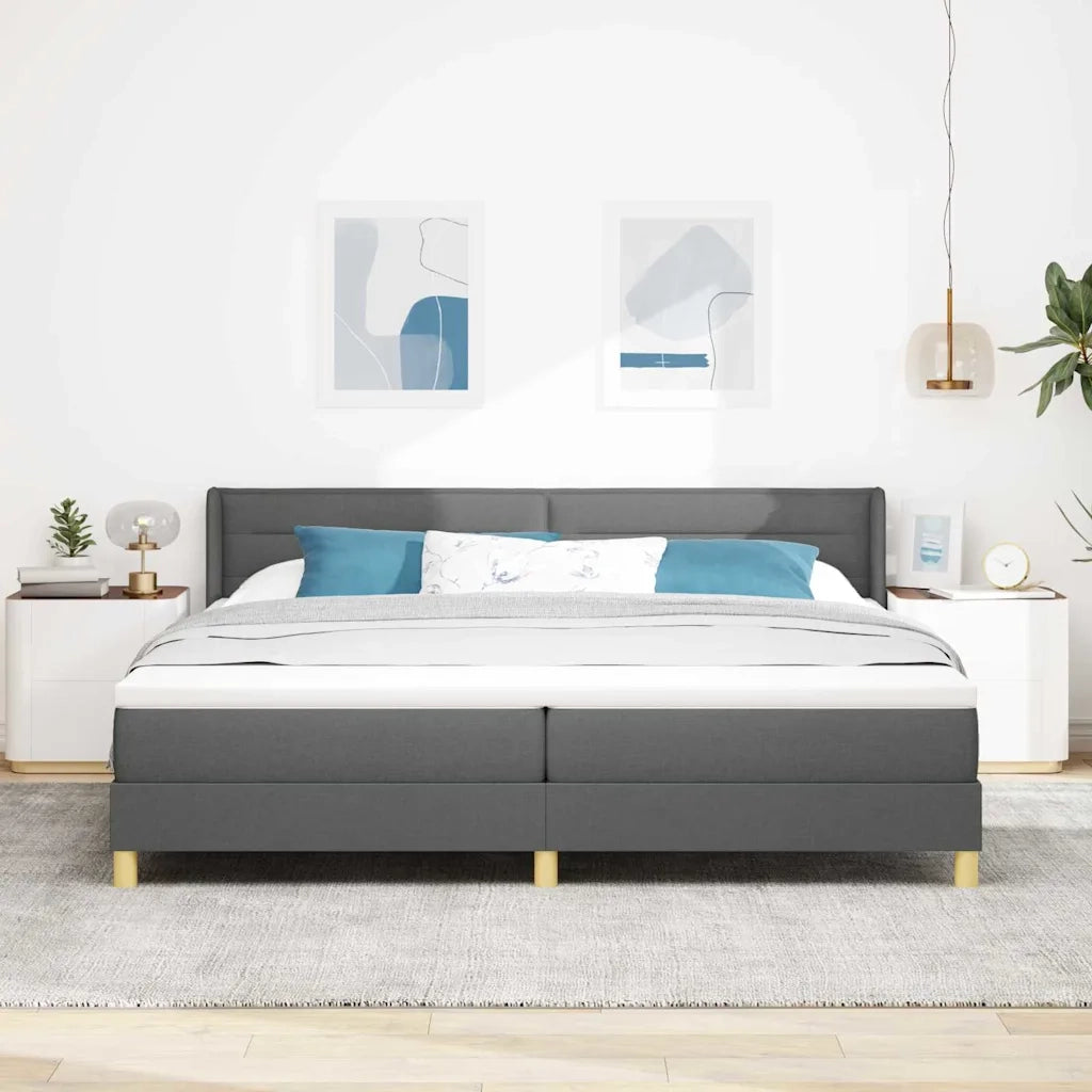 Letto a molle con materasso Grigio scuro 200 x 200 cm Tessuto 3341252