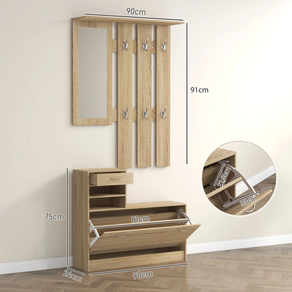 Panchina ingresso con specchio e appendiabiti ¨C Xylo ¨C bianco 90x10x91cm