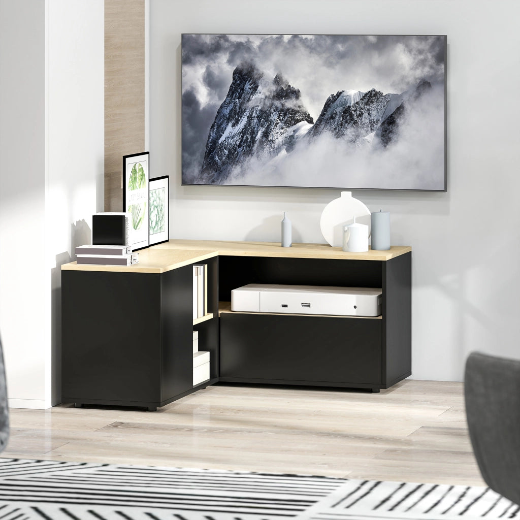 Mobile TV Angolare ¨C Minimal ¨C Quercia e Nero 90x90x45 cm