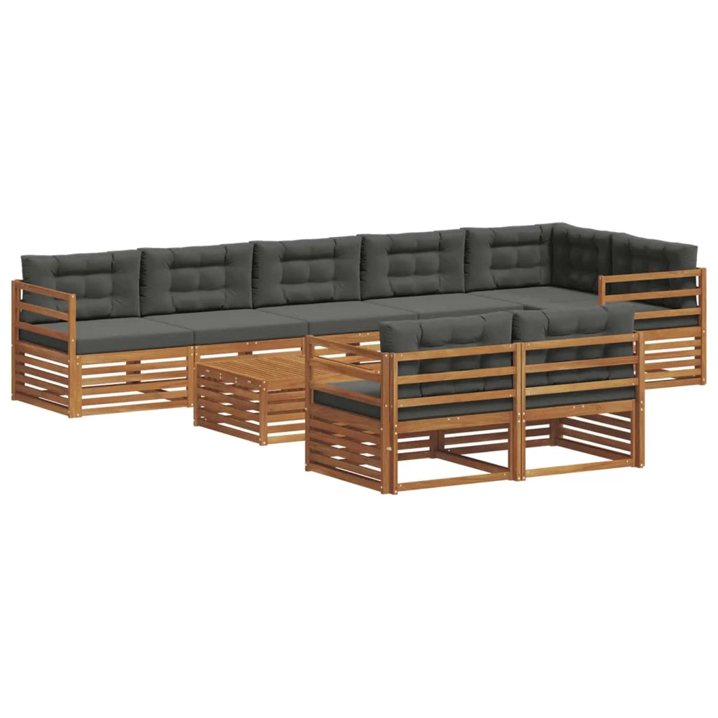 Set di divani da esterno con cuscino 9 pcs Naturale e Antracite 3373682