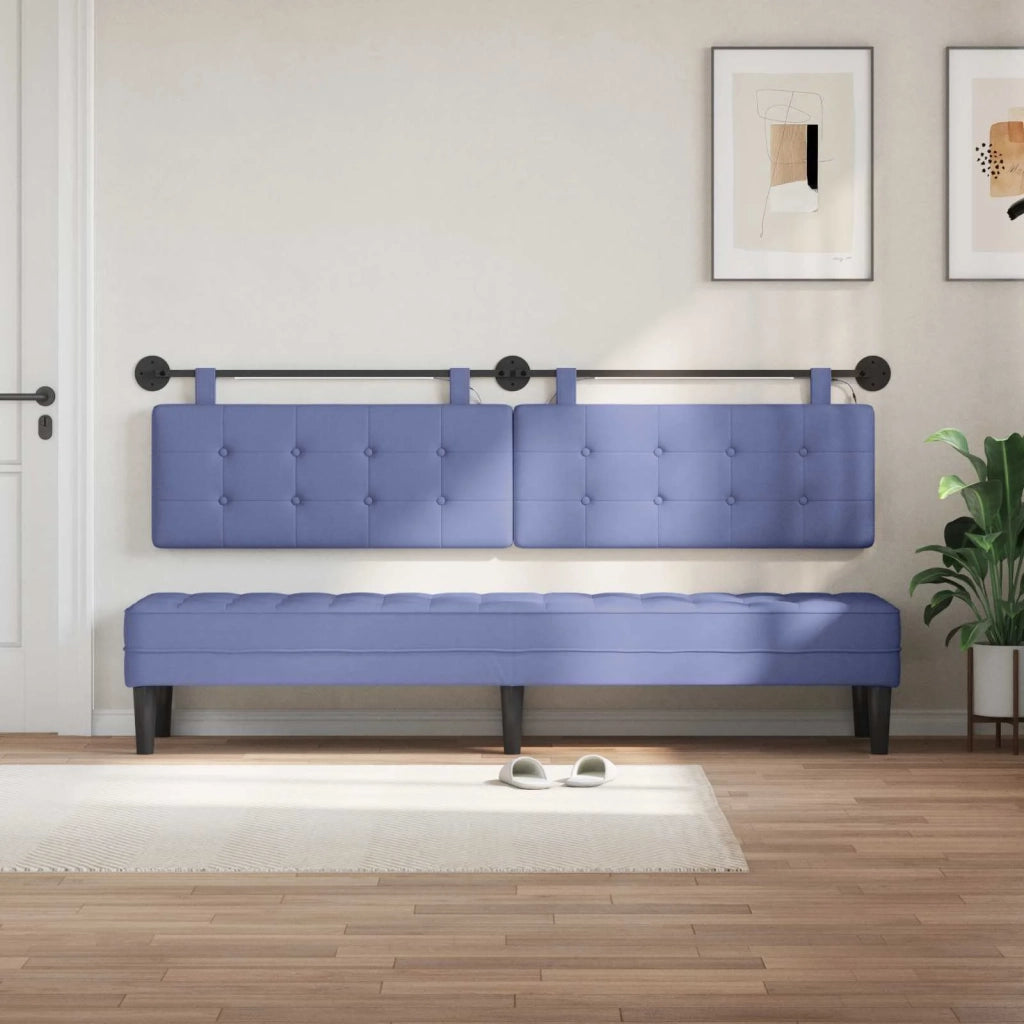 Testiera sospesa Con luce LED Blu jeans Tessuto 3424503