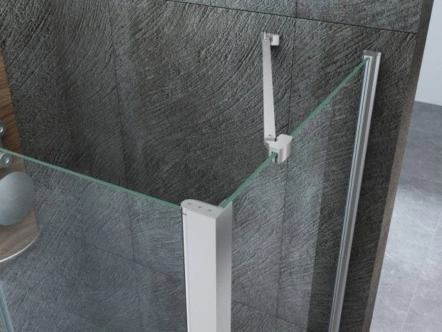 Box doccia in Cristallo 8 mm frameless due lati fisso piu' porta libro - Misura: 70 x 100 x 70 xh195cm