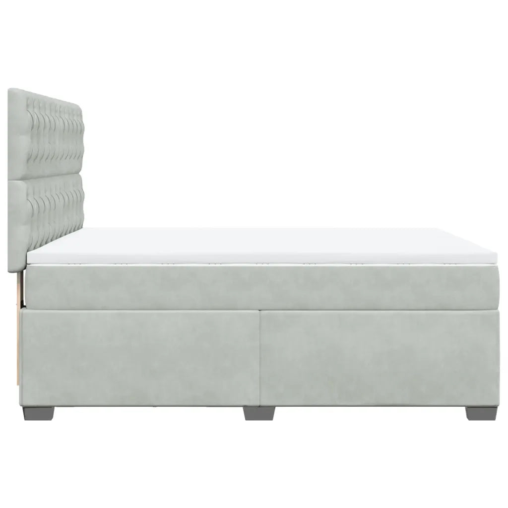 Giroletto a Molle con Materasso Grigio Chiaro 140x190cm Velluto 3290912