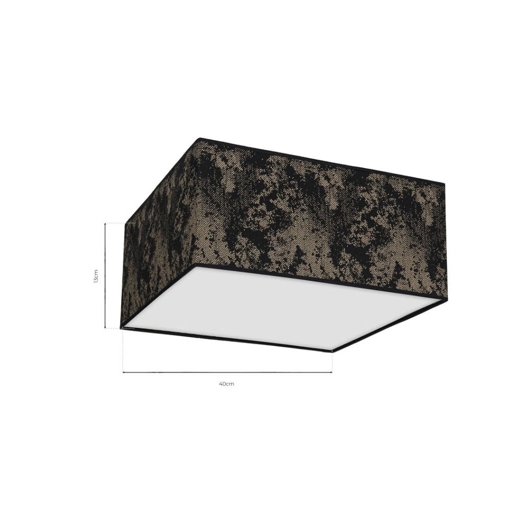 Plafoniera SATINO quadrata 40 cm 2xE27 nera Milagro