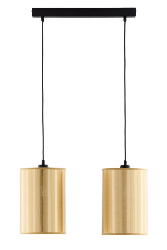 Lampada sospesa moderna nera/ottone 2xE27 Cortina Jupiter
