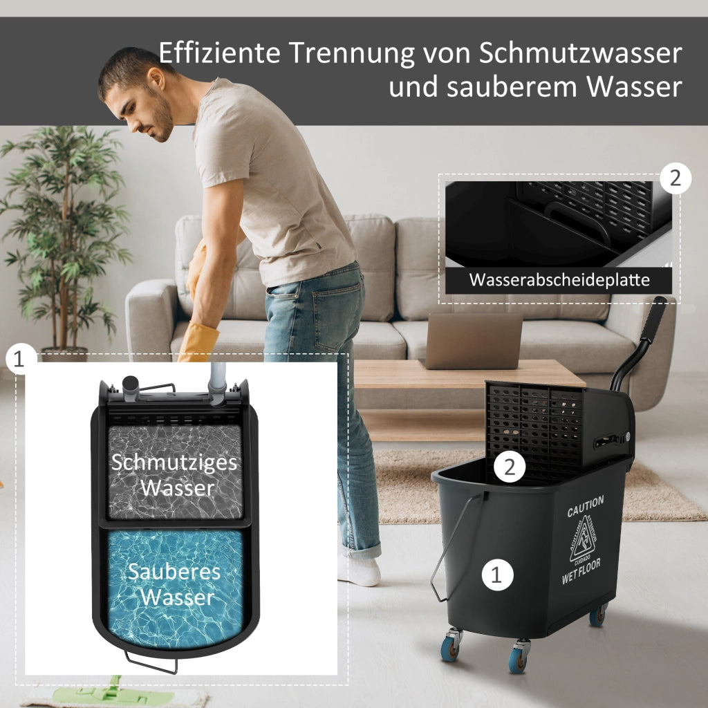 Secchio e Mop con Strizzatore ¨C zephmum ¨C Nero 20 L
