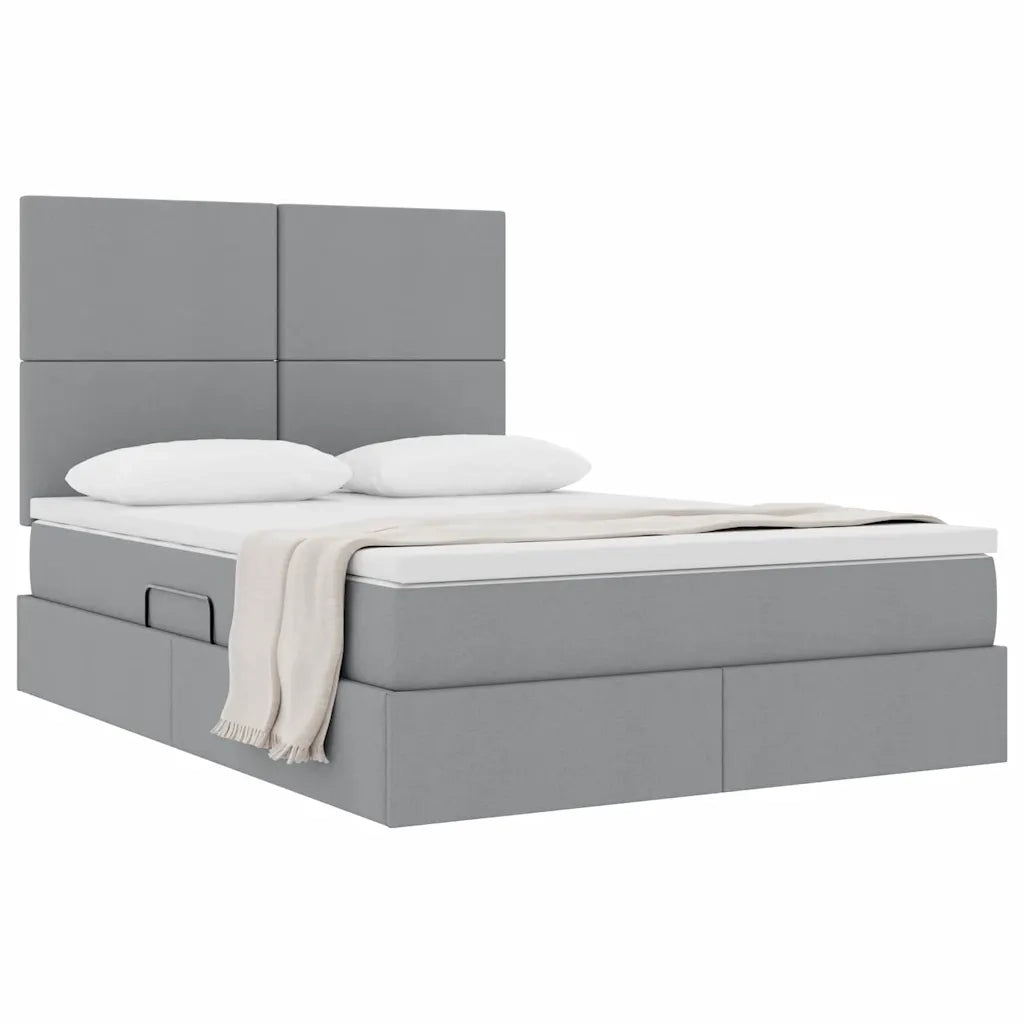 Letto con contenitore e materasso Grigio chiaro 140 x 200 cm