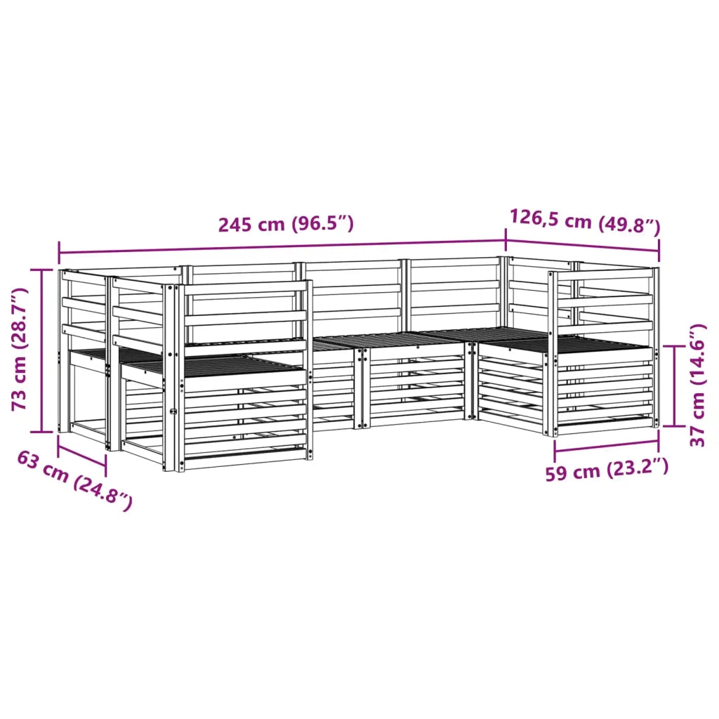 Set di divani da esterno 6 pcs Bianco 245 x 126,5 x 73 cm 3392374