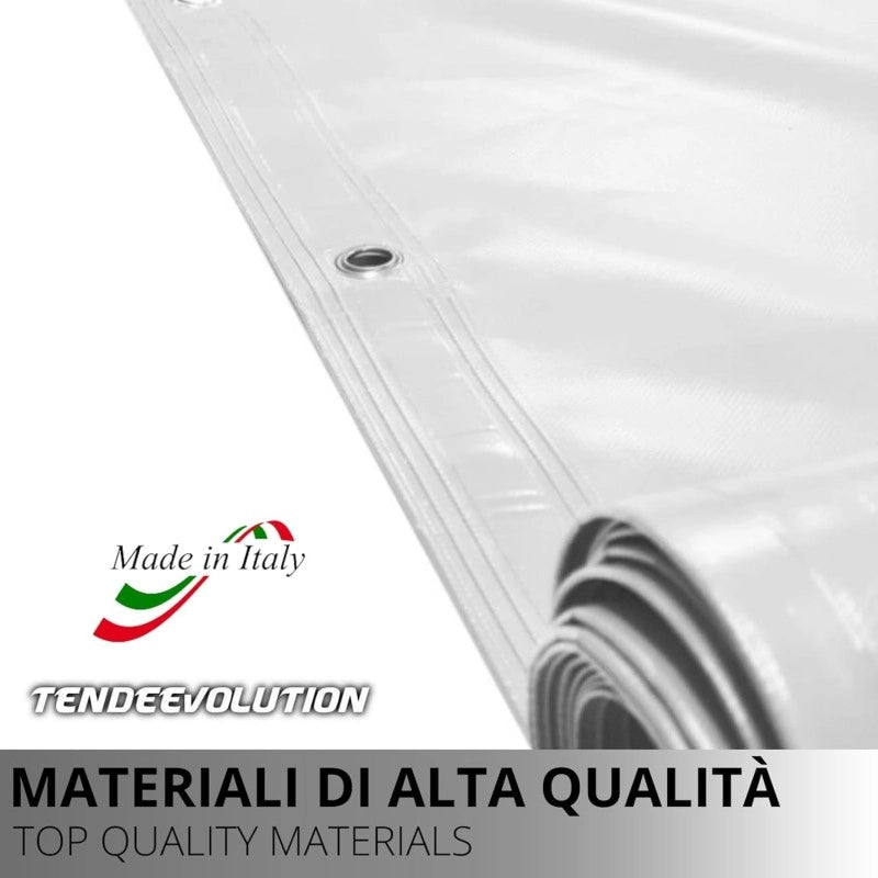 Telo PVC IGNIFUGO Impermeabile Grigio | Telone Occhiellato Ogni 25CM 650g/mq | Copertura Esterna | 8x10m | Resistente Multiuso