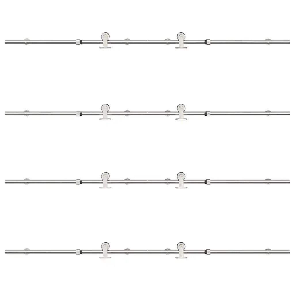 Kit Binari Porta Scorrevole 366 cm Acciaio Inossidabile Argento 3295771