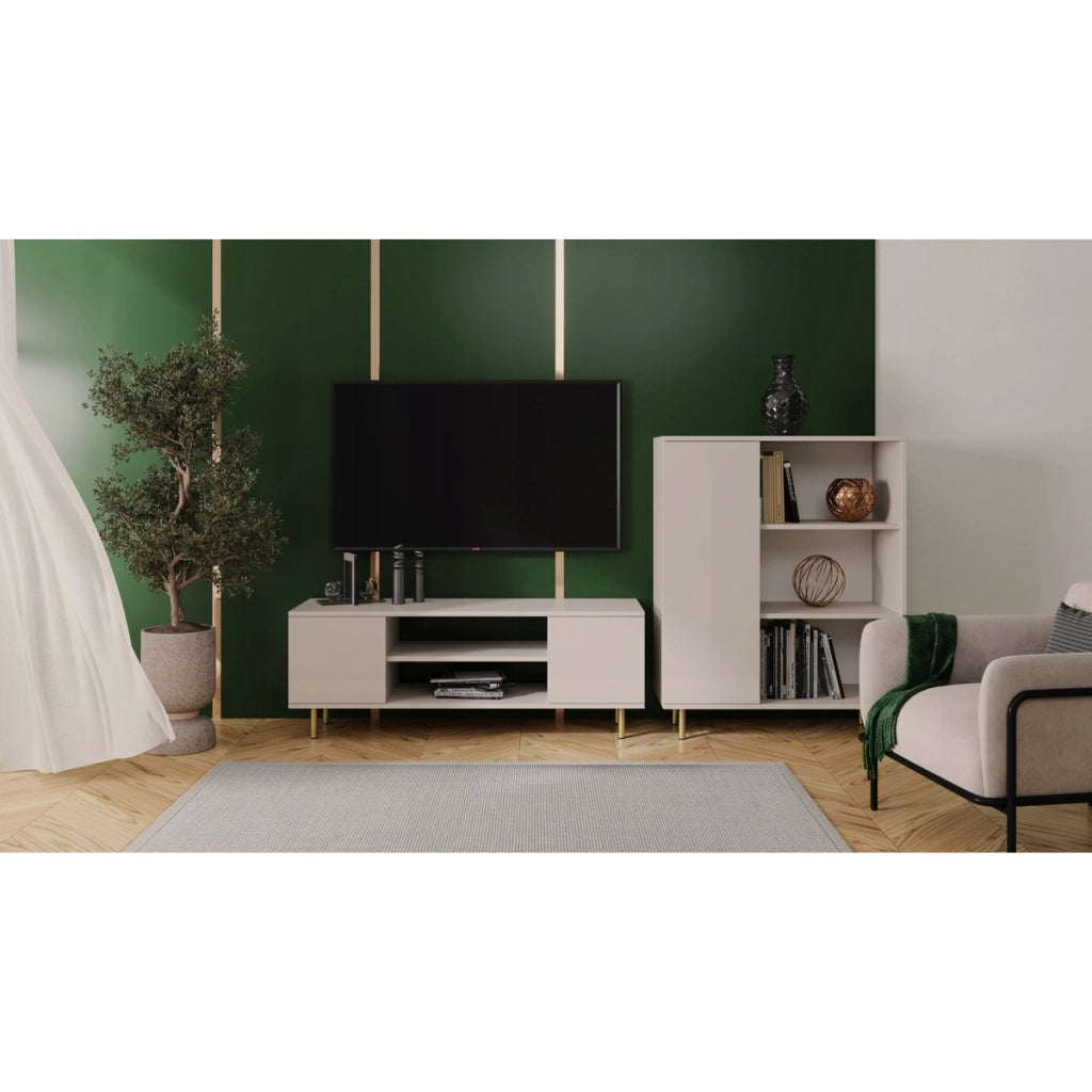 Mobile TV Focus cashmere con gambe dorate 155 cm