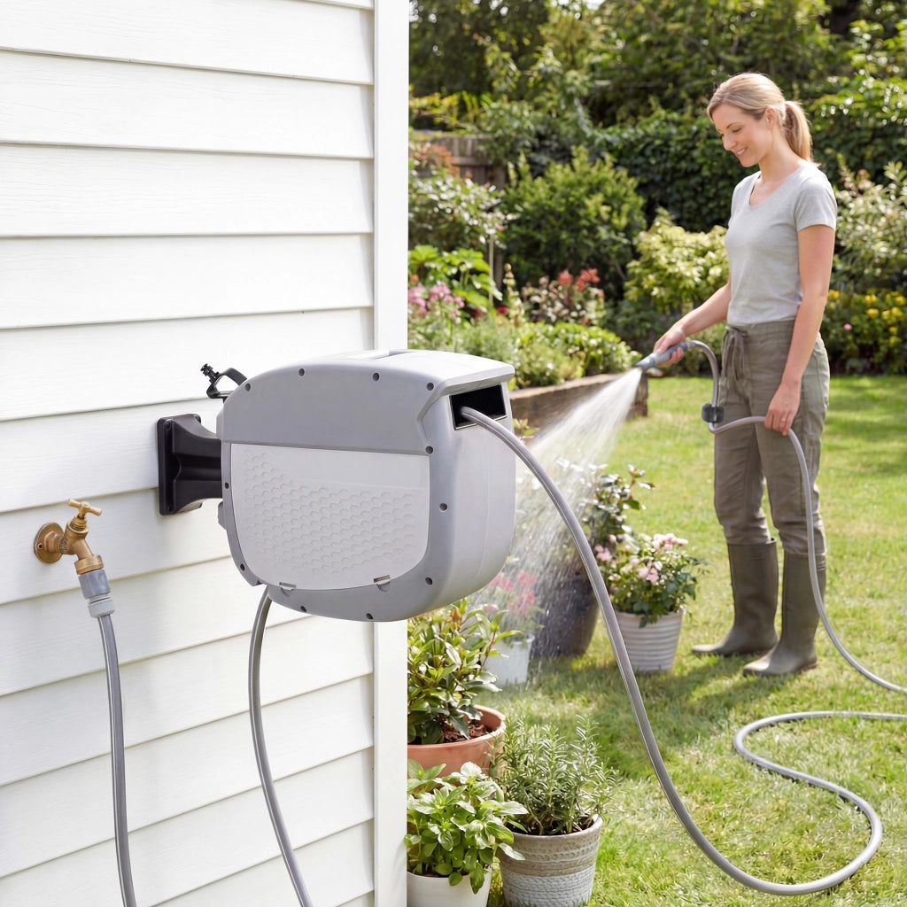 Avvolgitubo per Giardino con Tubo 20 m ¨C Minimal ¨C Grigio 180¡ã