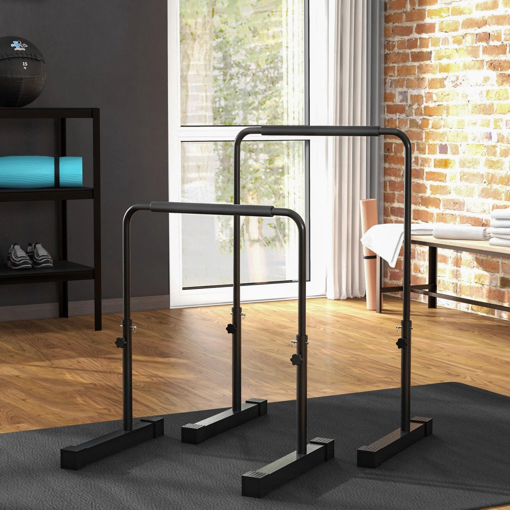 Set 2 Barre per Dip ¨C Minimal ¨C Acciaio Nero, 70x50x80-105 cm