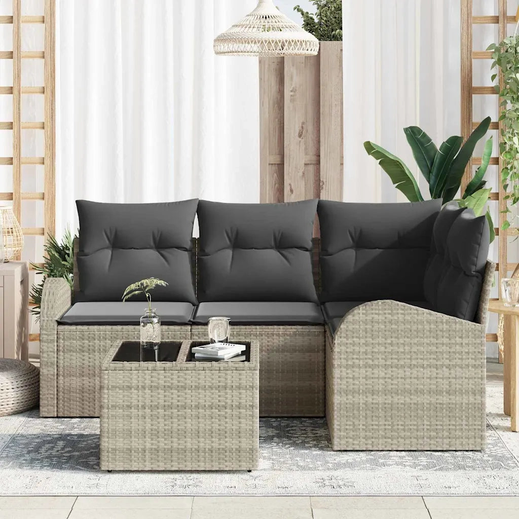 Set Divano da Giardino 5 pcs Grigio chiaro polyrattan 3354701