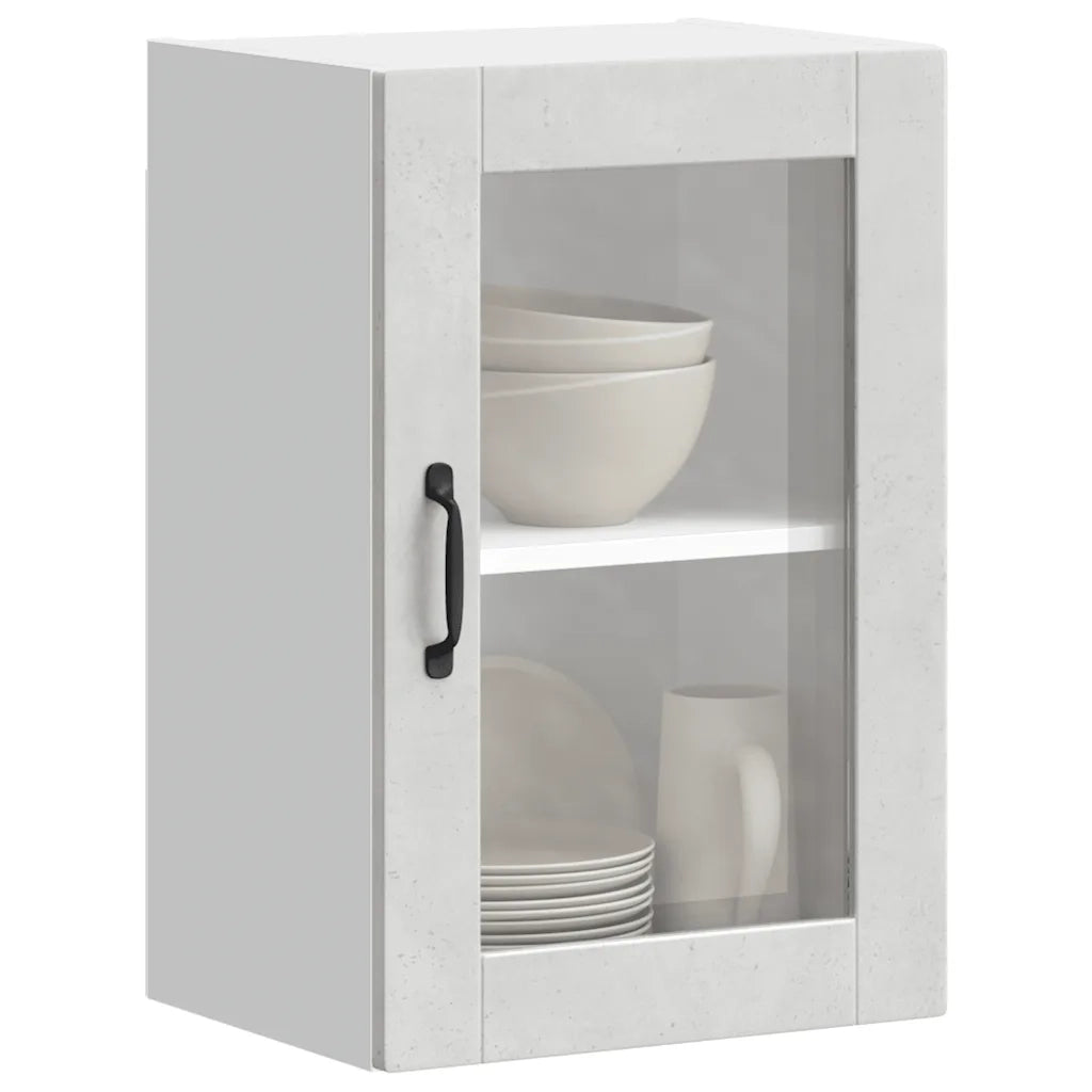 Pensile da Cucina | Mobile da Cucina con Porta in Vetro Porto Grigio Cemento