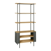Libreria in metallo curvato e legno a 6 livelli, verde