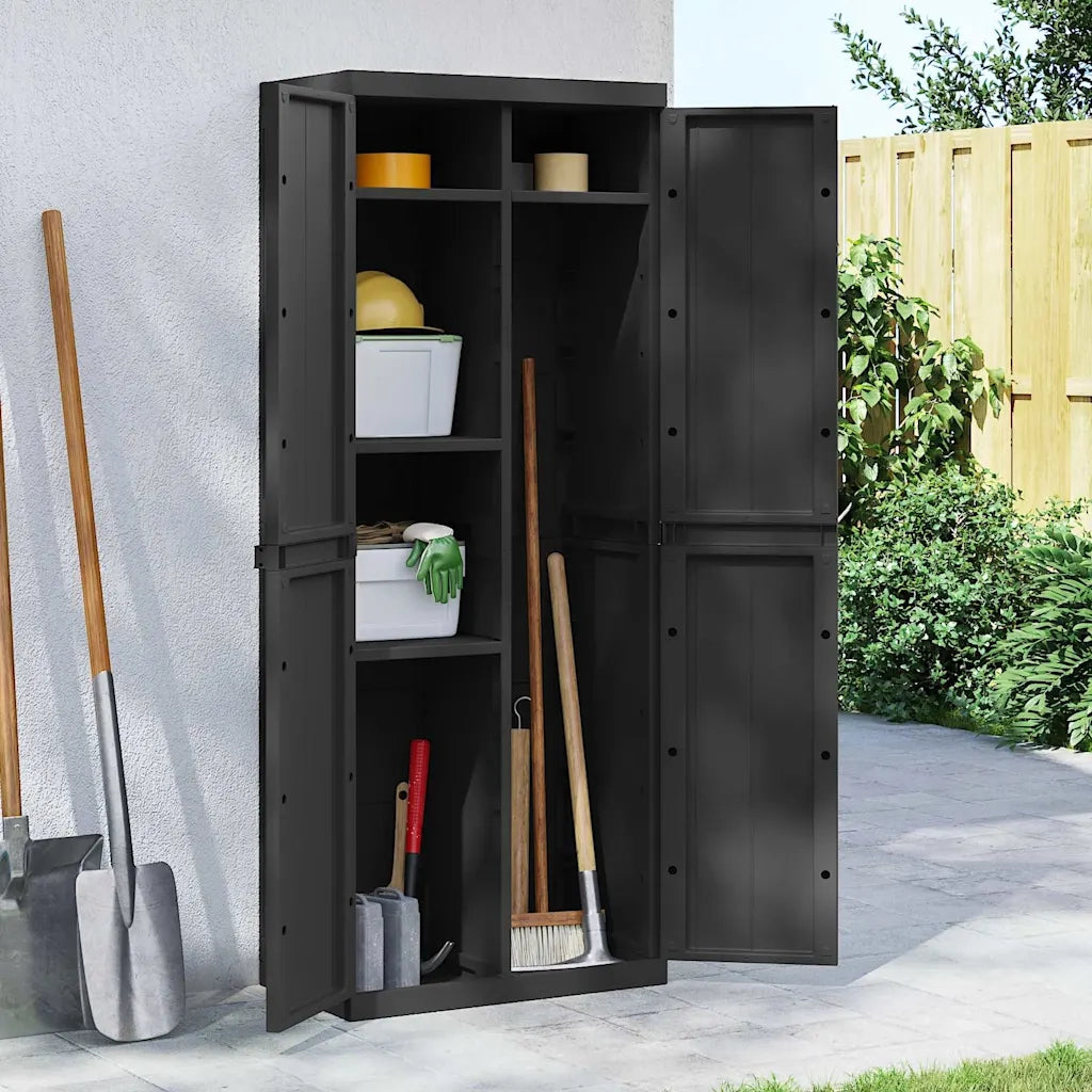 Armadio da Esterno Nero 65x37x165 cm in PP 364205