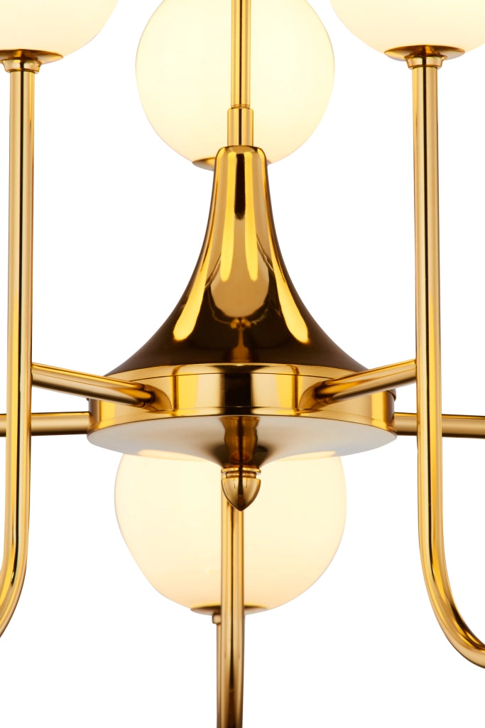 Lampadario moderno oro grande 10xG9 vetro SELEN Jupiter