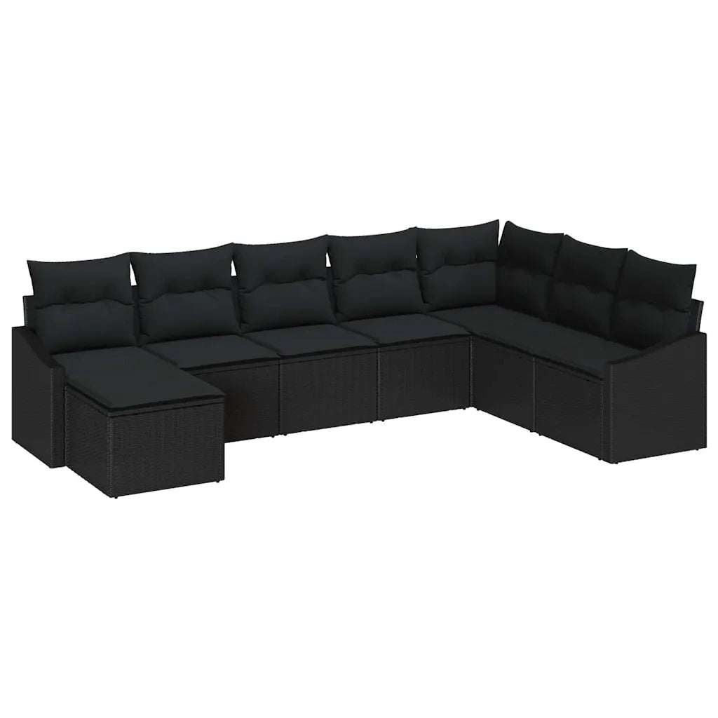 Set di divani con cuscino 8 pcs Nero polyrattan 3346843